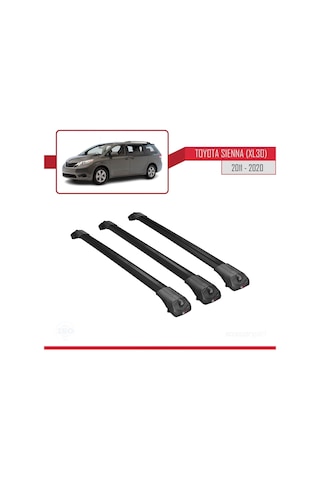 Toyota Sienna Xl30 2011-2020 Arası İle Uyumlu Ace-1 Ara Atkı Tavan Barı Siyah 3 Adet Bar