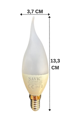 10 Adet Şavk 5,5w 37w Beyaz Işık 6500k E14 Duylu İnce Duy Led Kıvrık Ampul