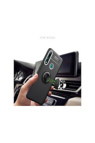 Huawei P30 Lite Kaliteli Yüzüklü Stant Kilif 319247499 - Renk / Siyah