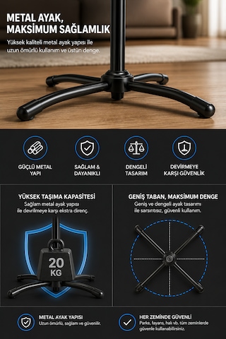Evolwix 16'' İnç Siyah Ayaklı Vantilatör