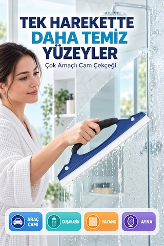 30 Cm Çok Amaçlı Cam Çekçeği Araç Camı Duşakabin Fayans Ayna Pencere Temizleme Aparatı Ergonomik Sap Renkli