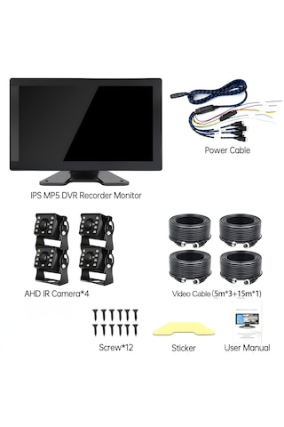 İdragon 10.1 İnç Ips 4 Kameralı Dvr Profesyonel İş Makinesi Ve Ağır Vasıta Kamera Sistemi
