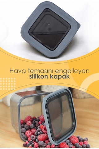 İronika 12'li Sızdırmaz Kapaklı 650 Ml Sosluk Buzluk Kabı Et Tavuk Suyu Ezme Kışlık Hazırlık Kabı Antrasit