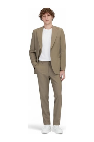 Vizon Çizgili Modern Fit Takım Elbise Vizon