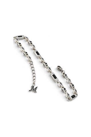 Rodyum Kaplama B-105 Kromix Çelik Erkek Bilelik Siyah Zirkon Taşlı Harfli 5 Mm Kalınlık Gümüş Rodyum Kaplama B-105 Kromix Çelik Erkek Bilelik Siyah Zirkon Taşlı Harfli 5 Mm Kalınlık Gümüş