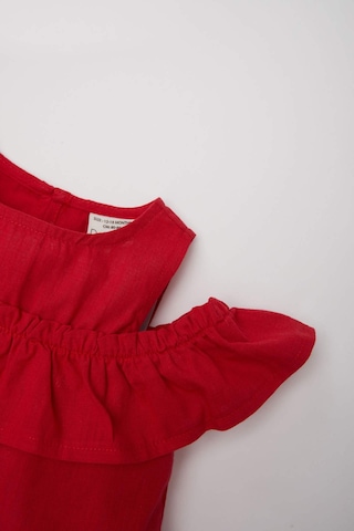DeFacto Kız Bebek Bisiklet Yaka Flamlı Poplin Kısa Kollu Bluz E2849A525SMRD54 Kırmızı