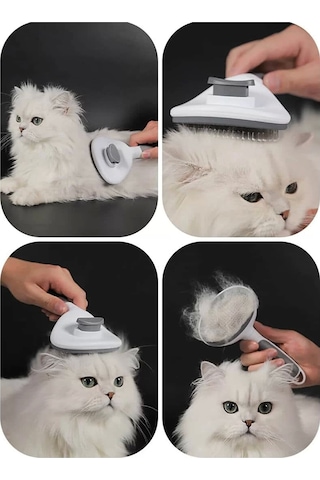 Tilbe Home Otomatik Temizlenen Tuşlu Evcil Hayvan Fırçası Kedi Köpek Tarağı
