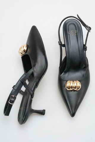 Sermoda Topuklu Kadın Ayakkabı - 5 Cm İnce Topuklu Sivri Burun Kadın Stiletto Ayakkabı Siyah