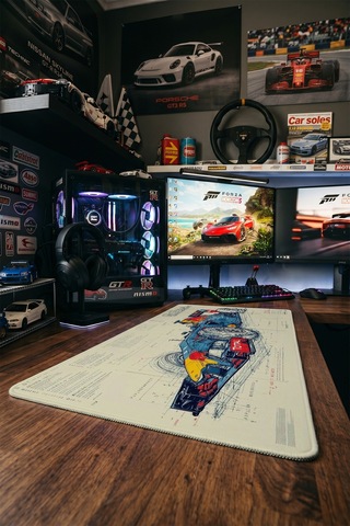 Red Bull Racing Formula 1 Teknik Çizim 40x90 Cm Oyuncu Mousepad Kaymaz Taban Büyük Boy Mousepad