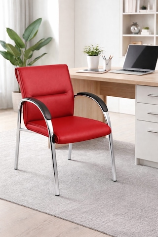 Ofis Misafir Bekleme Koltuğu Büro Sandalyesi Büro Koltuğu Kırmızı