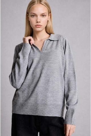 Defacto Regular Fıt Polo Yaka Gri Melanj Kazak F0405ax26wngr158 Gri-gr158