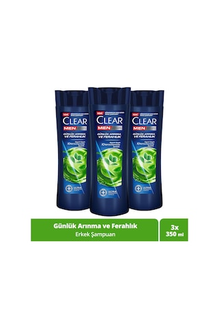 Clear Men Günlük Arınma ve Ferahlık Kepeğe Karşı Şampuan 3 x 350 ML