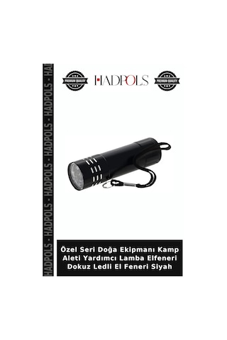Özel Seri Doğa Ekipmanı Kamp Aleti Yardımcı Lamba Elfeneri Dokuz Ledli El Feneri Siyah