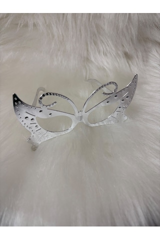 Parti Gözlük Plastik Camsız Kelebek Model Gümüş Tüm Yaşlar