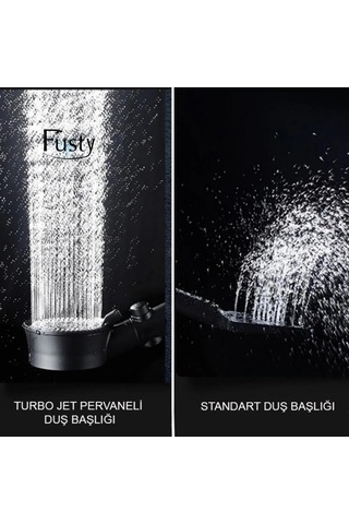 Qianfan Power Pervaneli Start Stoplu Mafsallı Duş Seti Duş Siyah