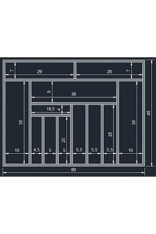 60x45 Cm Ayfiwood Ahşap Kaşıklık Çekmece İçi Yemek Takımı Ve Servis Gereçleri Düzenleyici Organizer