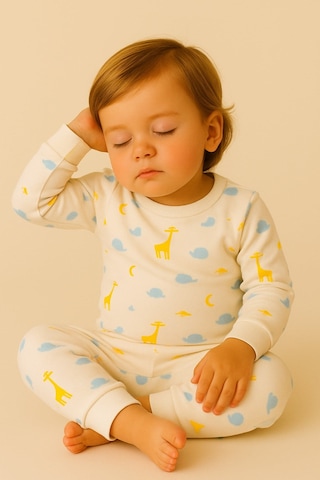 Aden Kids Pamuk Çocuk Alt Üst Pijama Takımı Sarı Mavi