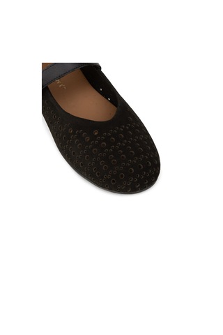 Deery Kadın Hakiki Süet Siyah Mary Jane Babetler - N0413zsyhc01