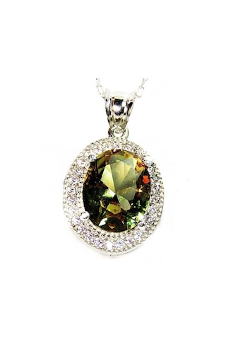 Gümüş Oval Zultanit Kadın Kolye