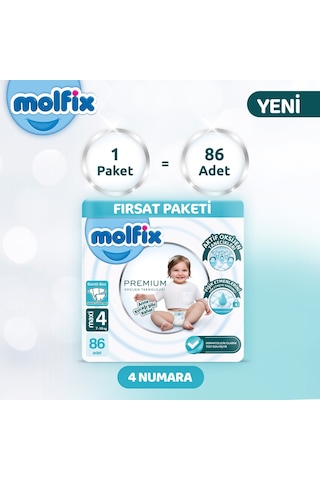 Molfix Premium Ultra Fırsat Paketi 4 Beden 86 Adet 4 Numara