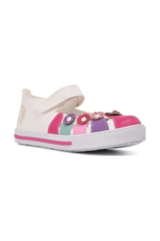 Kız Çocuk Beyaz Bantlı Sandalet Beyaz - Pembe
