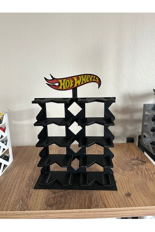 Hot Wheels Uyumlu 10 Araçlık Stand 1/64 Siyah Renki Logolu