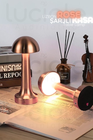 Ct-8430 Mantar Rose Şarjlı Dokunmatik 3 Renk Ayarlanabilir Masa Lambası Diğer
