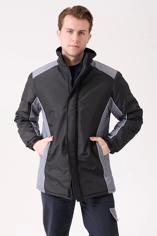 Kışlık Su Geçirmez İşçi Parkası Urtica Parka Rüzgar Sıcak Tutucu Astar Günlük İş Kullanımına Siyah-Gri