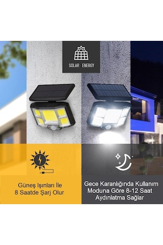 Upway Solar 168 Led Güneş Enerjili Kumandalı Kablolu 3 Modlu Duvar Lambası