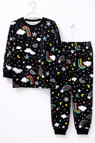 Mini Stella Kids Gece Temalı Erkek Çocuk Pijama Takımı Siyah