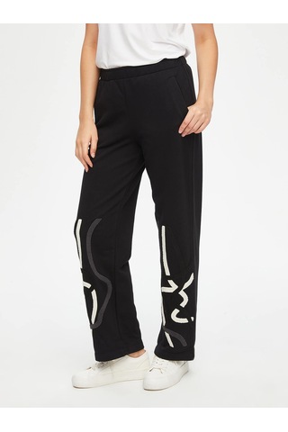 Soyut Nakış Detaylı Eşofman Alt 69249 U6924910 Siyah