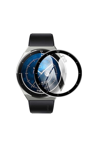 Microcase Huawei Watch GT3 Pro 46 MM Tam Kaplama 3D Pet Ekran Koruyucu ZR Siyah