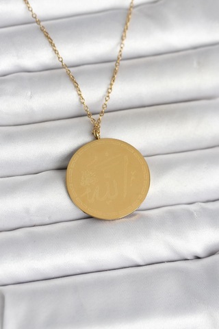 316l Çelik Gold Renk Ayetel Kürsi Ve Allah Yazılı Kolye Karışık Renk