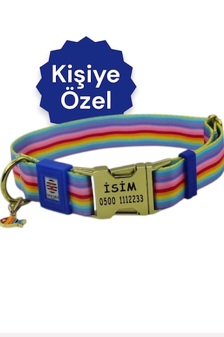 İsimli Köpek Tasması, Orta Ve Büyük Irk, Metal Kilitli Çzgmv Koyu Mavi