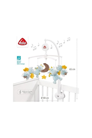 Fehn Müzik Mobil Küçük Kale - Sevimli Hayvanlarla Bebek Uyku Yardımı - Bebek Mobil Müzik Kutusu Melodi - 0-5 Ay Arası Bebekler İçin Bebek Yatağı Oyuncak