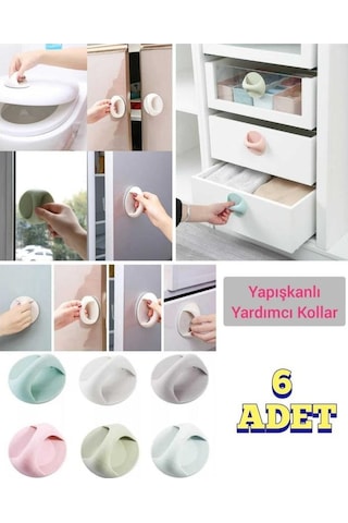 6 Adet Çok Amaçlı Yapışkanlı Mobilya Klozet Dolap Cam Çekmece Tutacak Kulp