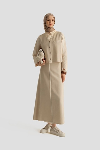 Armine Hasır Dokulu Yelekli Takım 25y6028 Aytaşı Bej