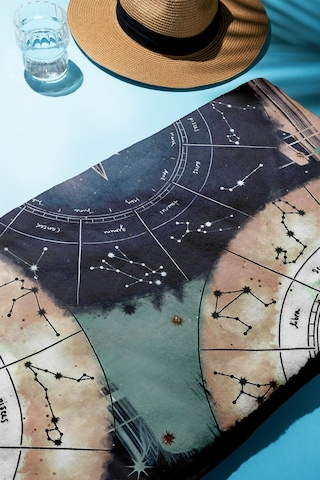 Dijital Baskı Plaj Deniz Havlusu Astroloji Desenli Peştamal Hvl0056 Renkli