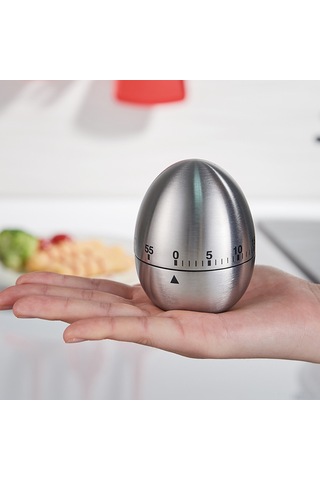 Geeroyoo Yumurta Şeklinde Paslanmaz Çelik Mekanik Mutfak Zamanlayıcısı - 60 Dakika Sayacı
