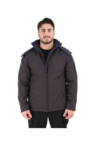 Zenobya Kapitone Softshell Erkek Kaban - Astarlı Antrasit