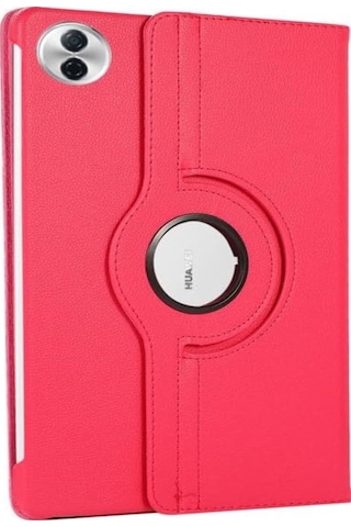 Honor Pad 10 12.1 Inç Kılıf Koruyucu 360 Dönebilen Standlı Pu Deri Tablet Ön Arka Kapak Pembe