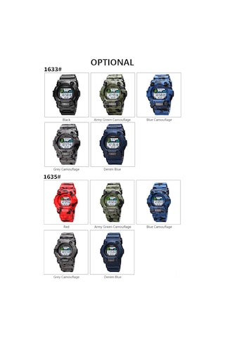 Xindoker Skmeı 1635 Kısa Beden Mavi Kamuflaj Çocuk Spor Saati - Saat, Hafta, Tarih, Alarm, Işıklandırma Ve 5atm Su Geçirmezlik Çok Renkli