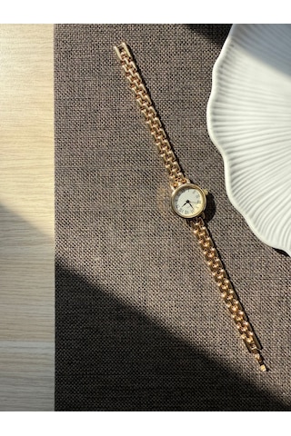 Retro Minimal Boncuk Kordon Vintage Kadın Kol Saati Gold Altın
