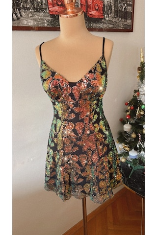 Chica Rosa Fashion Askılı Pullu Kısa Elbise Bakır
