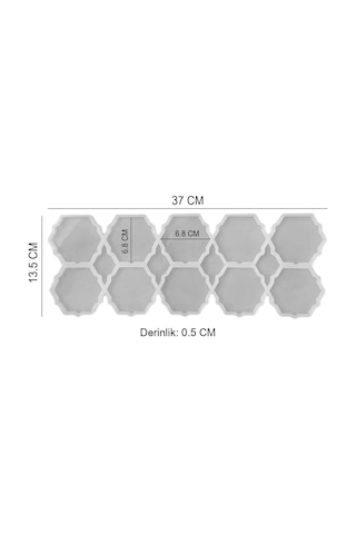 Epoksi Silikon Kalıp Altıgen Tırtıklı Kenar Bardak Altı Ve Magnet Kalıbı 6.8 Cm 10 Lu Çok Renkli