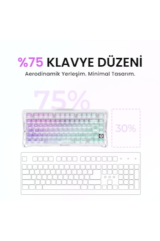 Gravastar K1 Lite Mekanik Gaming Klavye, M2 Kablosuz Optik Mouse Ve Mousepad Oyuncu Seti, Crystal Au
