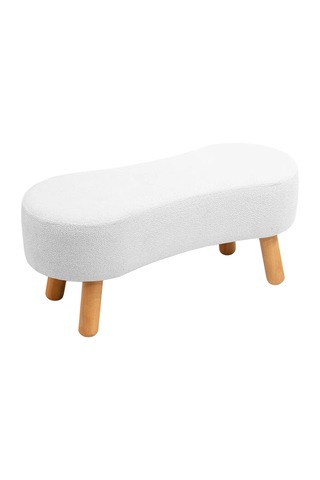 Zem Dublin Bohem Ahşap Ayaklı Puf/bench, Beyaz