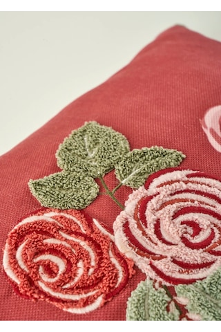 Bella Maison Rose Nakışlı Kırlent Kılıfı Mürdüm 35x50 Cm Mürdüm