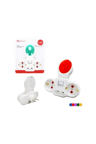 Fetih Gece Lambası Üçlü Golyat Prizli Led Anahtarlı 99-02 Mavi