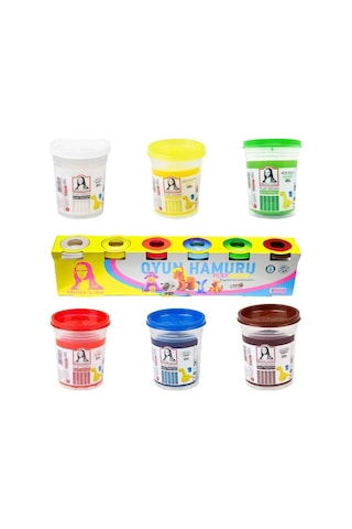 Büyük Boy 6 Renk Oyun Hamuru 6x120 Gr. Canlı Renkler Çok Renkli